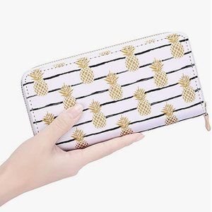 Badiya Women's Pineapple Print Zip Around Wallet Card Hold Organizer